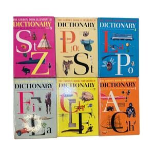Golden Book Dictionary Illustrated Complete Set 1961 Vol 1-6 Hardcover Vintage